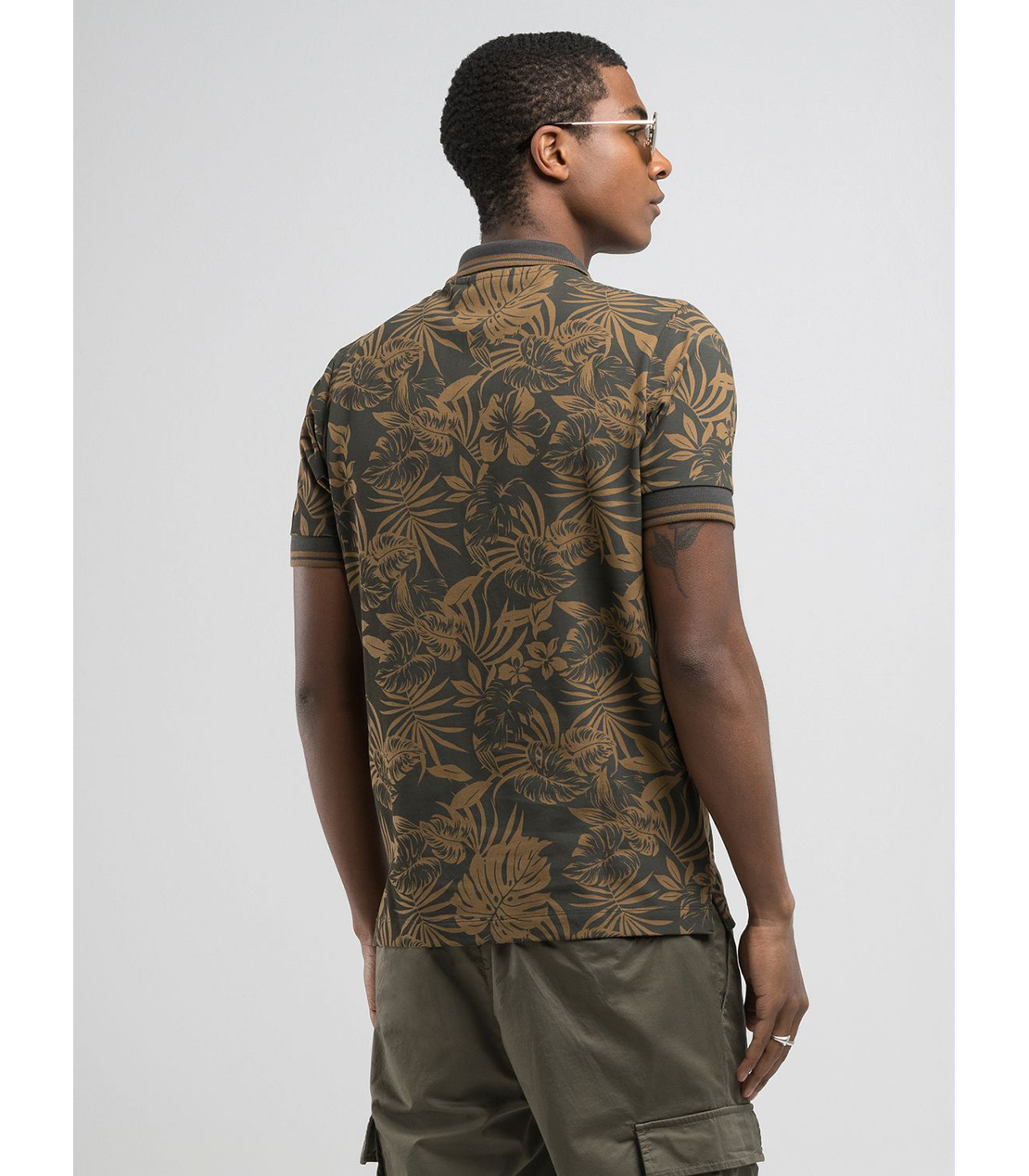 ボタニカルプリントコットンピケ ポロシャツ 詳細画像 ブロンズ 3